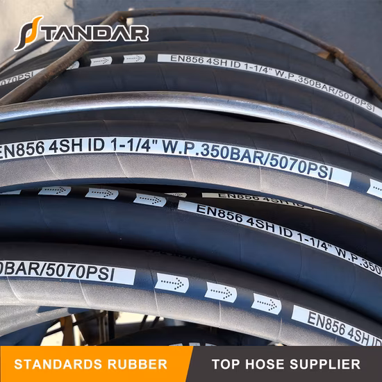 Mangueira hidráulica de borracha reforçada em espiral de alta pressão 4sh com encaixe
